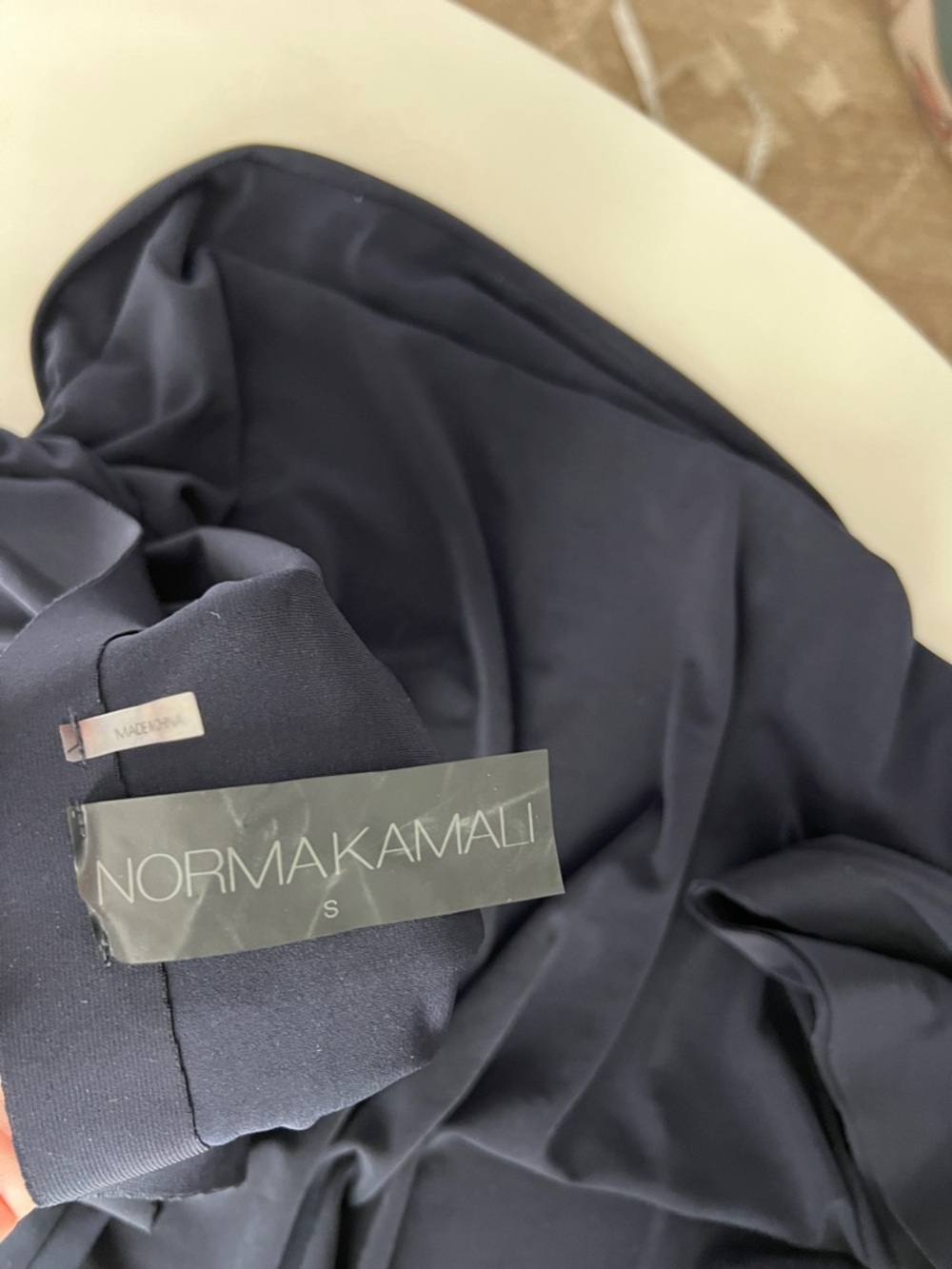 NORMA KAMALI Drop Asymmetric One Shoulder Modern Slinky Midi Dress - Navy Blue S - Picture 4 of 5